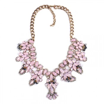 Dusty Rose Faceted Opal Marquise Statement Necklace